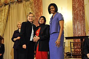 Secretary Clinton With First Lady Michelle Obama and Jansila Majeed of Sri Lanka (4425068183)