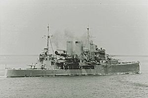 Strijd ter zee ter verdediging van Java. De kruiser HMS Exeter (2158 017924)