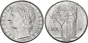 100 lire Repubblica Italiana 1956
