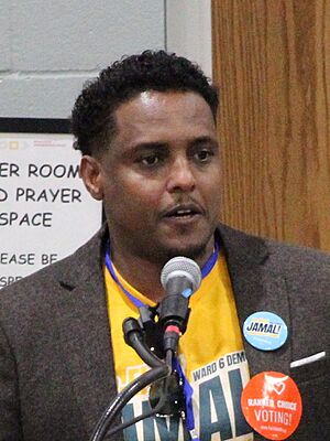 6.1.2025 - Jamal Osman at Ward 6 DFL Convention at Brian Coyle Center, Minneapolis (cropped).jpg