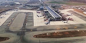 Aerial view of the Larnaca International Airport in 2022