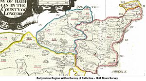 Ballymahon Region within Barony of Rathcline - Down Survey 1659