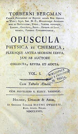 Bergman, Torbern – Opuscula physica et chemica, 1779 – BEIC 12240694