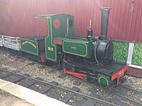 Bevan in the siding with slate wagons.jpg
