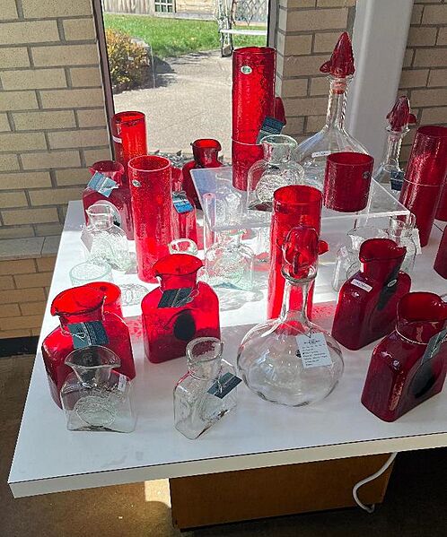 Blenko glassware ruby and clearCropped