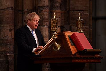 Boris Johnson speaks at Westminster Abbey on 2020 Commonwealth Day