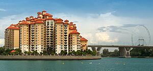 Condos and the Singapore Flyer by the Kallang River