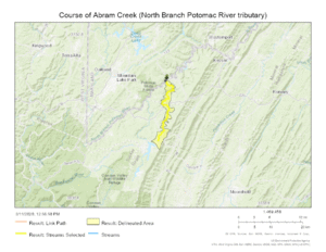 Course of Abram Creek (North Branch Potomac River tributary)