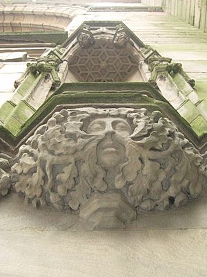 Derby Cathedral, England, Carved Green Man 1