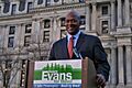 Dwight Evans at a rally outside City Hall