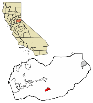 Location of Grizzly Flats in El Dorado County, California.