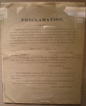 Emperor Norton proclamation re. assumption of prerogatives WFHM SF