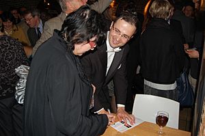 Giorgi Latsabidze signing CDs after the given recital at St. John's Smith Square Concert Hall in London