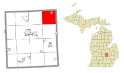 Location within Shiawassee County (red) and the administered village of New Lothrop (pink)