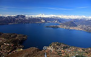 A view over Piedmont's Lake Maggiore, Mount Rosa and Verbania