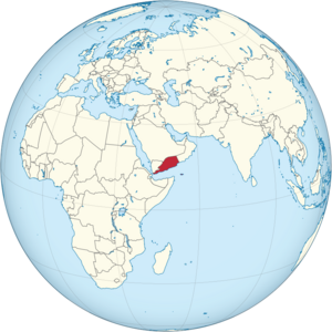 Locator map South Yemen on the globe (South Yemen centered).svg