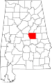 State map highlighting Coosa County