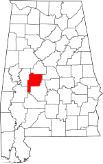 Map of Alabama highlighting Perry County