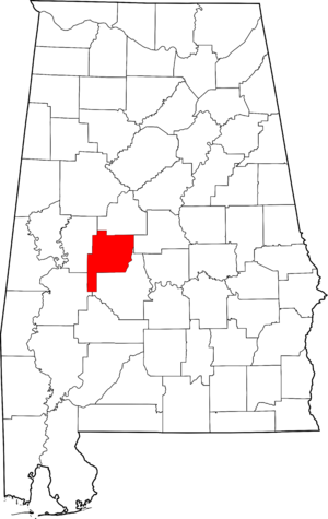 Map of Alabama highlighting Perry County