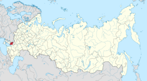 DPR in its borders claimed by Russia shown in red, along with other disputed territories hatched