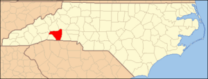 North Carolina Map Highlighting Rutherford County