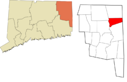 Putnam's location within the Northeastern Connecticut Planning Region and the state of Connecticut