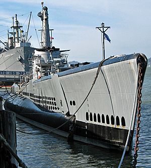 USS Pampanito, with SS Jeremiah O'Brien moored astern