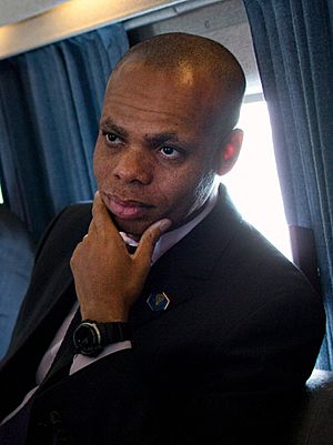 Patrick Gaspard aboard Marine One, Aug, 2010. (cropped).jpg