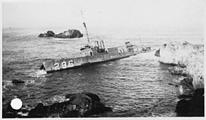 Point Honda shipwreck site September 8, 1923, Santa Barbara Co., California. U.S.S. Chauncey as she stands today.... - NARA - 295449