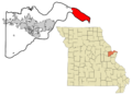 St. Charles County Missouri Incorporated and Unincorporated areas West Alton Highlighted