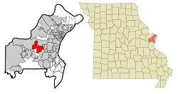 Location of Town and Country, Missouri