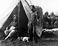 U.S. Indian Commissioner William P. Dole seated, John G. Nicolay (Lincoln's private Secretary) standing at Big Lake encampment, Sherburne County, 1862