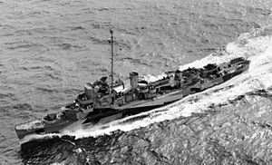 USS Tatum (DE-789) underway in the Atlantic Ocean on 25 February 1944 (80-G-419678)