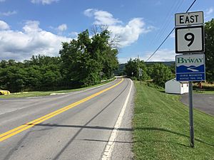 2016-06-25 16 07 57 View east along West Virginia State Route 9 (Henry W Miller Highway) just east of Apple Way in Paw Paw, Morgan County, West Virginia