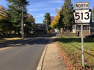 2022-11-02 15 29 39 View north along Pennsylvania State Route 513 (Bellevue Avenue) just north of Trenton Avenue in Hulmeville, Bucks County, Pennsylvania