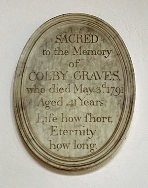 41 Aslackby St James, interior - North Aisle plaque 01