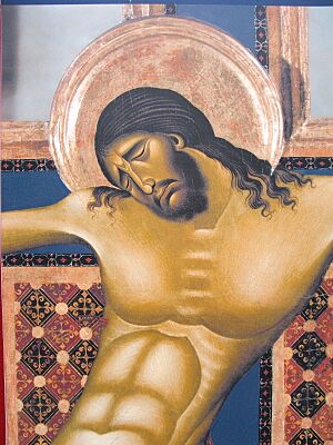 Arezzo-Chiesa di san Domenico-Crocifisso di Cimabue-closeup