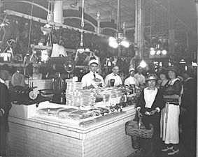 Attractive Display of Cured Meats in Center Market 1922