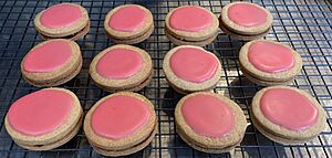 Batch of Belgian biscuits Edmonds Cookery Book 1998 (cropped)