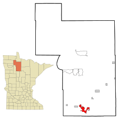 Location of the city of Bemidjiwithin Beltrami Countyin the state of Minnesota