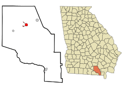 Location in Clinch County and the state of Georgia