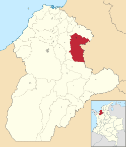 Location of the municipality and town of Sahagún, Córdoba in the Córdoba Department of Colombia.