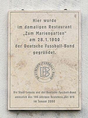 Commemorative plaque at the house in Leipzig where the DFB was founded in 1900