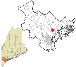 Location in Cumberland County and the state of Maine.