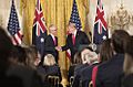 Donald Trump shaking hands with Malcom Turnbull