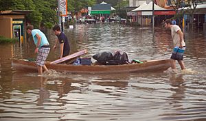 Evacuating from Rosalie in the Brisbane suburb of Paddington