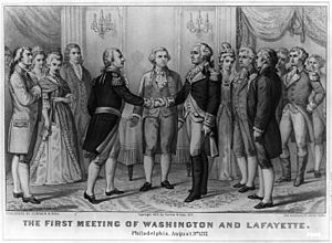 First meeting of Washington and Lafayette, Currier and Ives 1876