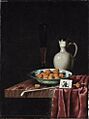 Hubert van Ravesteyn - Glass, flask, walnuts in a bowl, tobacco and pipe on a stone slab - Art Gallery of Ontario