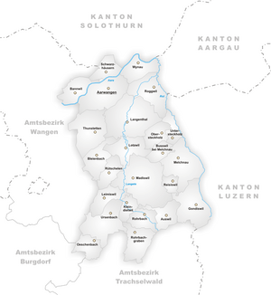 Karte Gemeinden des Bezirks Aarwangen