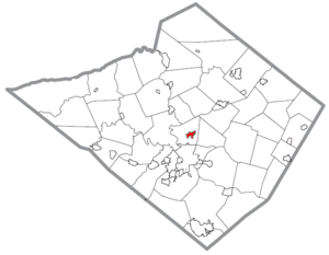 Location of Laureldale in Berks County, Pennsylvania.